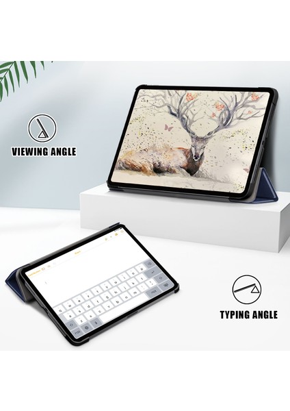 iPad Air 11 (2024) AIR (2020) AIR (2022) Otomatik Uyandırma uyku Işlevlerine Sahip Üç Katlı Stand Sert Arka Folyo Pu Deri Tablet Kılıfı (Yurt Dışından)