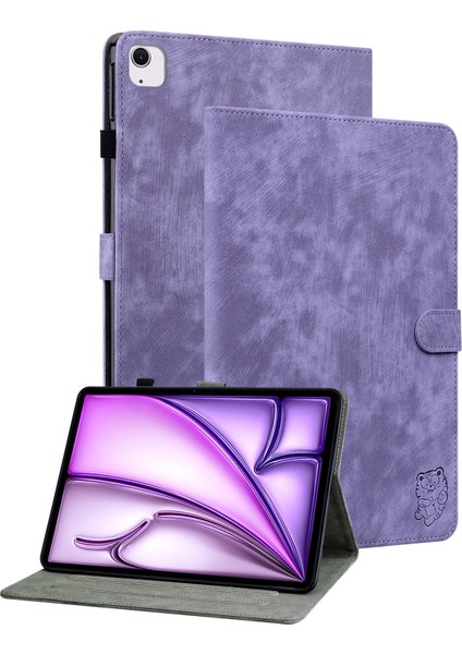 iPad Air 11 (2024) Kaplan Desenli Pu Deri Koruyucu Tablet Kılıfı (Yurt Dışından)