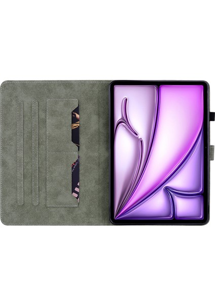 iPad Air 11 (2024) Kaplan Desenli Pu Deri Koruyucu Tablet Kılıfı (Yurt Dışından)