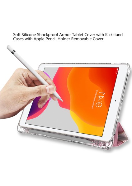 iPad 10.2 (2019 2020 2021) Üç Katlı Stand Tpu Pu Deri Işıltılı Payetler Desenli N Tablet Kılıfı (Yurt Dışından)
