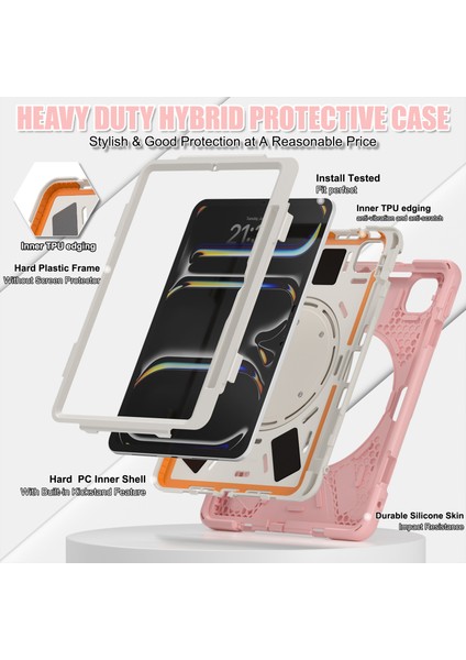 iPad Pro 11 (2024) Döner Standı Tpu Pc Silikon Tablet Kılıfı (Yurt Dışından)