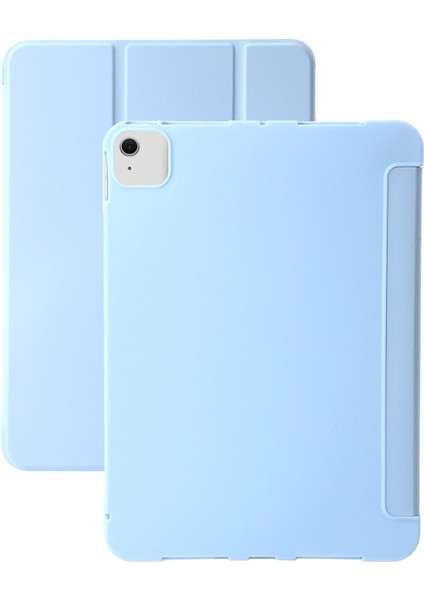 iPad Air 13 (2024) Deri Iç Silikon Üç Katlı Stand Tablet Kılıfı (Yurt Dışından)