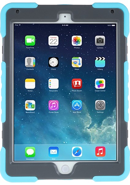 iPad 9 7 Inç (2017 2018) 360 Derece Dönebilen Tekme Standı Pc Toz Önleyici Fişli Silikon Tablet Kılıfı (Yurt Dışından)