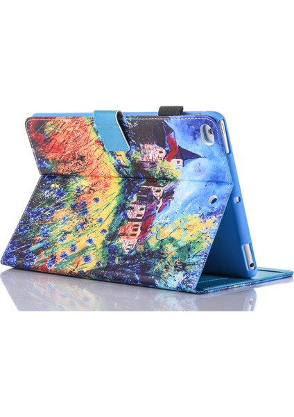 Desen Baskı Kartı Yuvası Deri Standlı iPad 9 7 Inç (2017 2018) Akıllı Kırsal Tablet Kılıfı (Yurt Dışından) modelleri