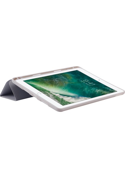 iPad 10.2 (2019 2020 2021) Pu Deri Tpu Üçe Katlanmış Stand Düşmeyi Önleyici Kalem Yuvalı Tablet Kılıfı (Yurt Dışından)