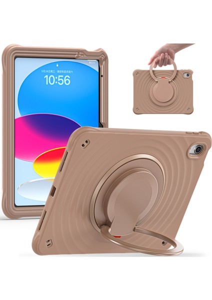 iPad 10.9 (2022) Pc Silikon Tpu Döner Tutma Saplı Latte Tablet Kılıfı (Yurt Dışından)