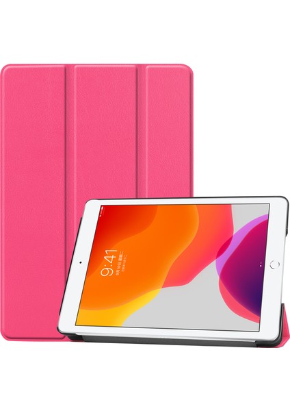 iPad 10.2 (2019 2020 2021) Üç Katlı Stand Otomatik Uyku uyandırma Özellikli Pu Deri Koruyucu Akıllı Rose Tablet Kılıfı (Yurt Dışından)
