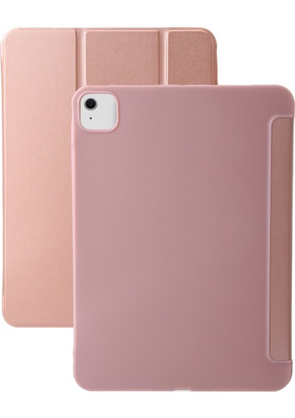 iPad Air 13 (2024) Deri Iç Silikon Üç Katlı Stand Tablet Kılıfı (Yurt Dışından)