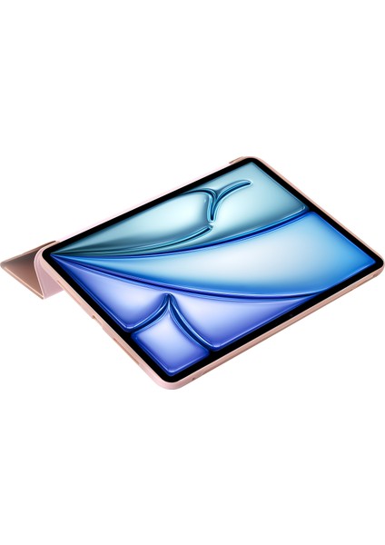 iPad Air 13 (2024) Deri Iç Silikon Üç Katlı Stand Tablet Kılıfı (Yurt Dışından)