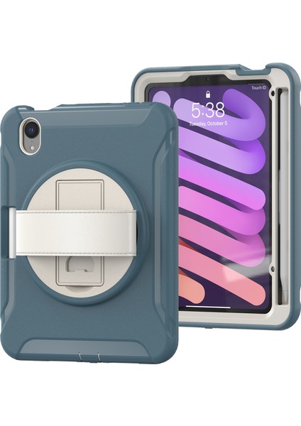 360 Derece Döner Tekme Standı Pc Tpu iPad Mini (2021) El Kayışlı Hibrit Peygamber Çiçeği Tablet Kılıfı (Yurt Dışından) fiyatları