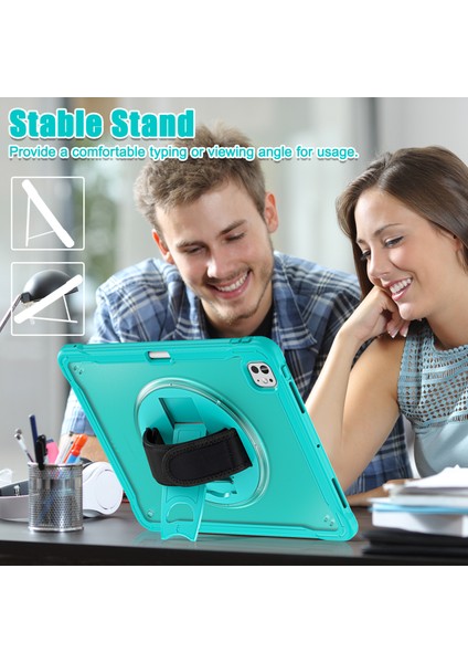 iPad Pro 13 (2024) stand Pc Tpu Silikon Döner El Askılı Tablet Kılıfı (Yurt Dışından)