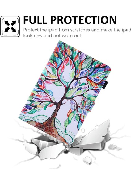 iPad 10.9 (2022) IPAD 10. Nesil Desen Baskı Standı Çapraz Doku Pu Deri Kart Tutucu Kalem Döngü Tutucu Tablet Kılıfı (Yurt Dışından)