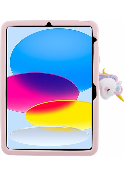 iPad 10.9 (2022) Karikatür At Tamı Standı Pc Silikon Tablet Kılıfı (Yurt Dışından)
