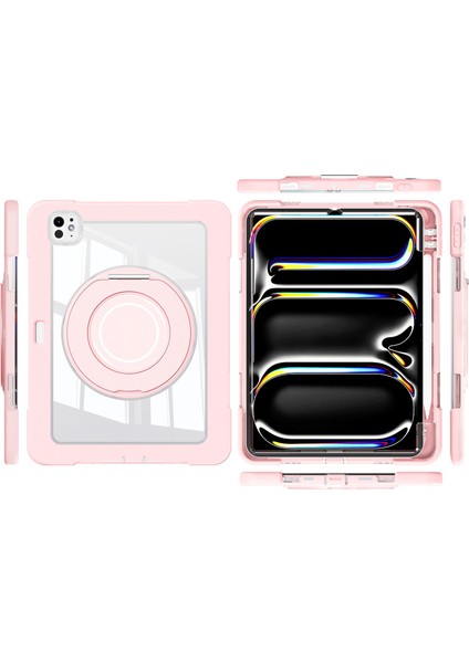 iPad Pro 11 (2024) Pc Silikon Döner stand Tablet Kılıfı (Yurt Dışından)