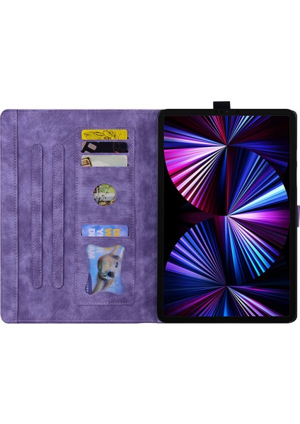 iPad 10.2 (2019 2020 2021) Deri Çiçek Kedi Baskılı Tablet Kılıfı (Yurt Dışından)