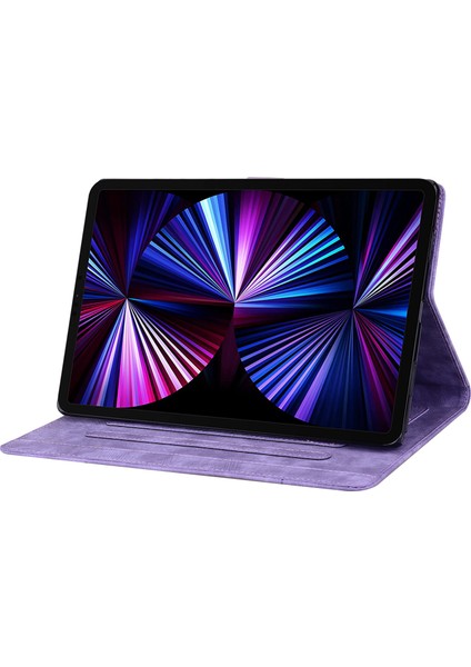iPad 10.2 (2019 2020 2021) Deri Çiçek Kedi Baskılı Tablet Kılıfı (Yurt Dışından)