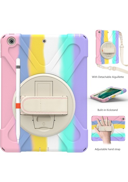 Döner Tekme Standı iPad 9 7 Inç (2017 2018) Kalem Yuvası Tamlı Tablet Kılıfı (Yurt Dışından)