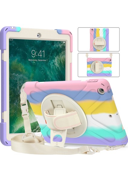 Döner Tekme Standı iPad 9 7 Inç (2017 2018) Kalem Yuvası Tamlı Tablet Kılıfı (Yurt Dışından)