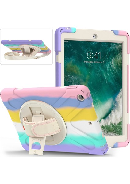 Döner Tekme Standı iPad 9 7 Inç (2017 2018) Kalem Yuvası Tamlı Tablet Kılıfı (Yurt Dışından)