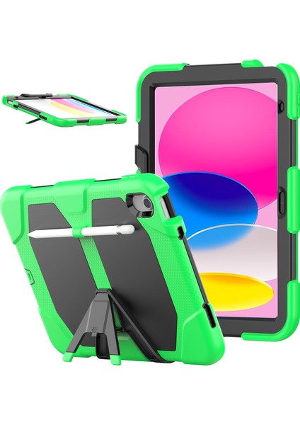 iPad 10.9 (2022) Pc Silikon Dahili Ekran Koruyucu Stand Kalem Tutuculu Taşınabilir Tablet Kılıfı (Yurt Dışından)