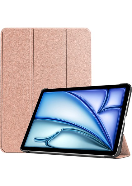 iPad Air 11 (2024) Pu Deri Koruyucu Üç Katlı Stand Akıllı Tablet Kılıfı (Yurt Dışından)