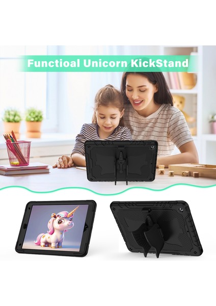 iPad 10.2 (2019 2020 2021) Silikon Pc Düşmeye Dayanıklı Unicorn stand Tablet Kılıfı (Yurt Dışından)