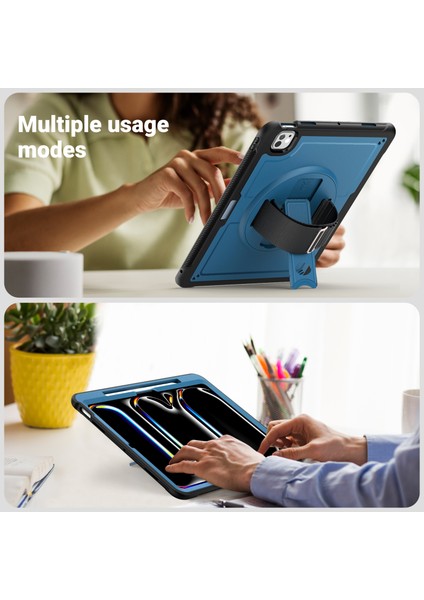 iPad Pro 13 (2024) Pc Tpu Isı Dağıtımı Dönen stand Lacivert Tablet Kılıfı (Yurt Dışından)