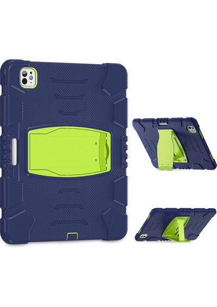 iPad Pro 13 (2024) Stand Case Pc Silikon yi Önleyici Lacivert Kireç Tablet Kılıfı (Yurt Dışından)