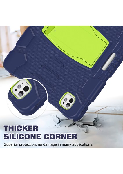 iPad Pro 13 (2024) Stand Case Pc Silikon yi Önleyici Lacivert Kireç Tablet Kılıfı (Yurt Dışından)