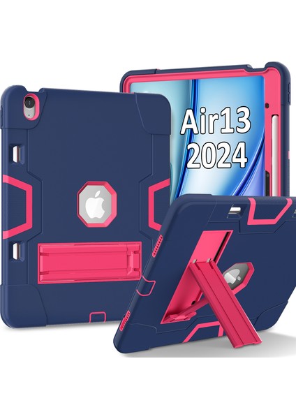 iPad Air 13 (2024) Silikon Pc stand Lacivert Tablet Kılıfı (Yurt Dışından)