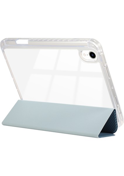 iPad Mini (2021) Karbon Fiber Doku Deri Akrilik Tpu Standı Tablet Kılıfı (Yurt Dışından)