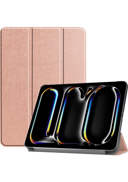 iPad Pro 11 (2024) Pc Pu Otomatik Uyandırma Uyku Kabuğu Üç Katlı Stand Tablet Kılıfı (Yurt Dışından)