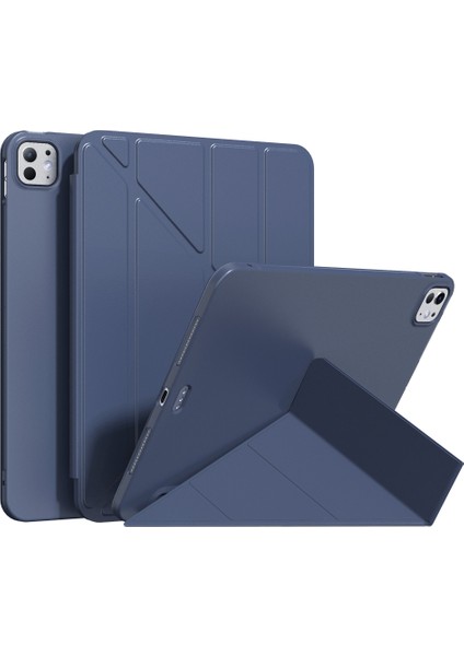 iPad Pro 11 (2024) Origami Standı Deri Otomatik Uyandırma uyku Gece Yarısı Tablet Kılıfı (Yurt Dışından)