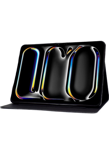 A1 iPad Pro 11 (2024) Kart Tutucu Standı Deri Kafatası Tablet Kılıfı (Yurt Dışından)