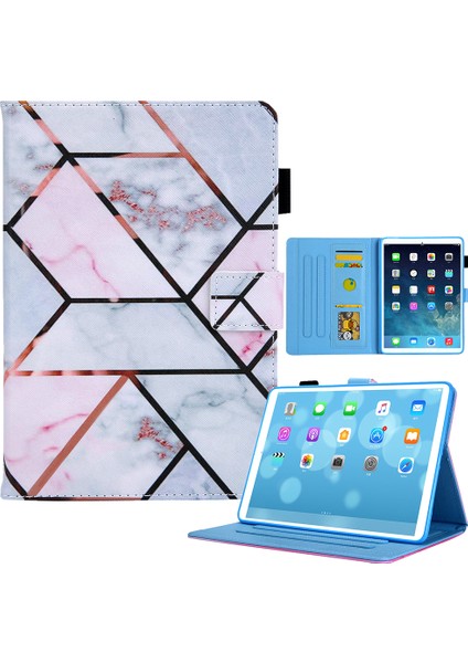 Düşme Direnci Çapraz Dokulu Pu Deri Folyo iPad Mini (2021) Otomatik Uyandırma uyku Özelliğine Sahip Ayarlanabilir Stand Mermer Tablet Kılıfı (Yurt Dışından)