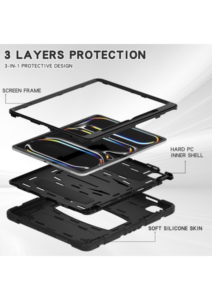 iPad Pro 13 (2024) Stand Case Pc Silikon yi Önleyici Tablet Kılıfı (Yurt Dışından)