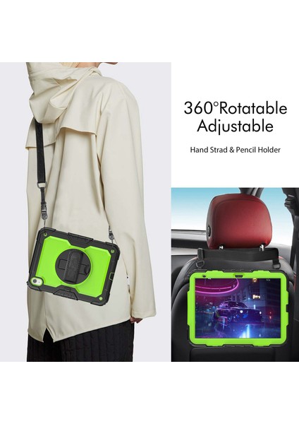 iPad 10.9 (2022) Silikon Pc El Kayışı Tekme Standı Omuz Askılı Drop Proof Tablet Kılıfı (Yurt Dışından)