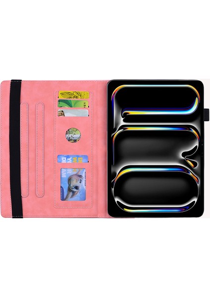 iPad Pro 12.9 (2020 2021) IPAD Air 13 (2024) Pu Deri Çiçek Desenli Stand Tablet Kılıfı (Yurt Dışından)