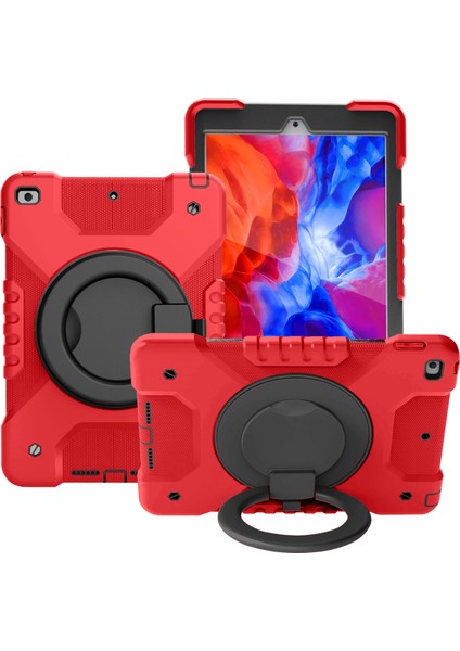 iPad 10.2 (2019 2020 2021) 360 Derece Dönebilen Stand Tamı Pc Silikon Hibrit ve Omuz Askısı (2019 2020 2021) SIYAH Tablet Kılıfı (Yurt Dışından)