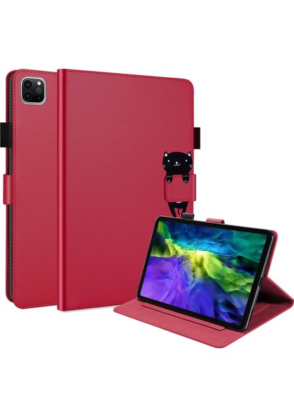 iPad Pro 11 (2020 2021 2022) Standlı Kart Tutucu Karikatür Hayvan Desenli Deri Tablet Kılıfı (Yurt Dışından)