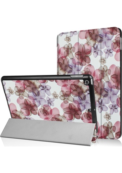 Üç Katlı Stand Deri Desen Baskı iPad 9.7 (2018) 9.7 (2017)D PRETTY Flowers Akıllı Uyandırma uyku Tamı Tablet Kılıfı (Yurt Dışından)