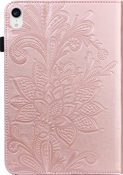 Baskılı Çiçek Desenli Stand Deri iPad Mini 6 (2021) Kart Yuvalı Tablet Kılıfı (Yurt Dışından)