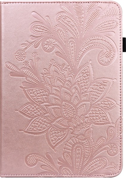 Baskılı Çiçek Desenli Stand Deri iPad Mini 6 (2021) Kart Yuvalı Tablet Kılıfı (Yurt Dışından)