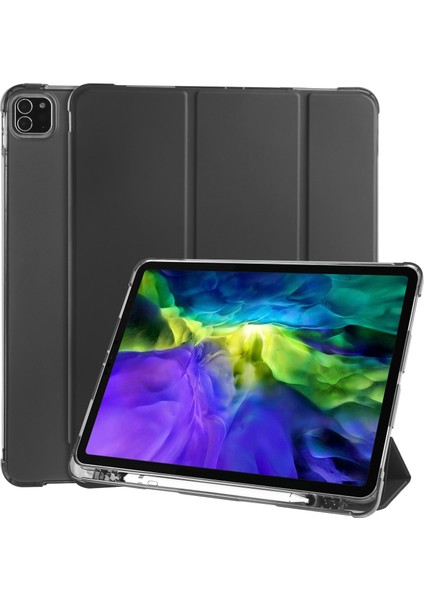 iPad Pro 11 Inç (2022 2021 2020) Üç Katlı Standlı Deri Akıllı Kalem Yuvası Tablet Kılıfı (Yurt Dışından)