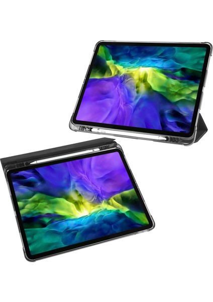 iPad Pro 11 Inç (2022 2021 2020) Üç Katlı Standlı Deri Akıllı Kalem Yuvası Tablet Kılıfı (Yurt Dışından)