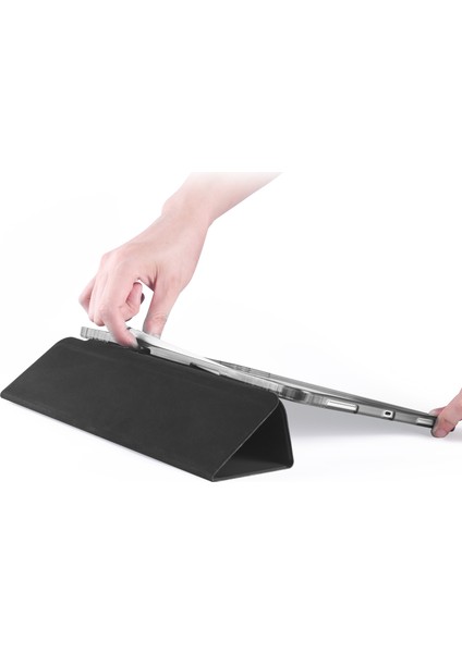iPad Pro 11 Inç (2022 2021 2020) Üç Katlı Standlı Deri Akıllı Kalem Yuvası Tablet Kılıfı (Yurt Dışından)