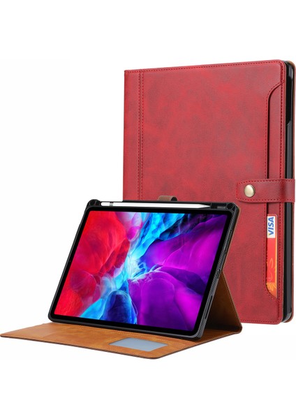 Standı Cüzdan Tamlı Deri Koruyucu iPad Pro Kalem Yuvası ile 12 9 Inç (2021) Tablet Kılıfı (Yurt Dışından)