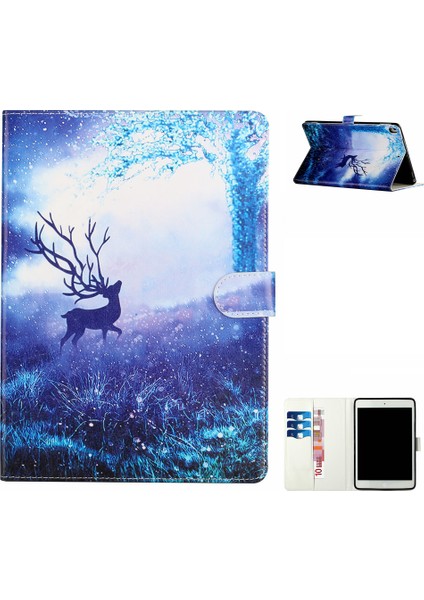 Desen Baskı Cüzdan Standı Deri iPad 10.2 (2019 2020 2021) ELK Tablet Kılıfı (Yurt Dışından)
