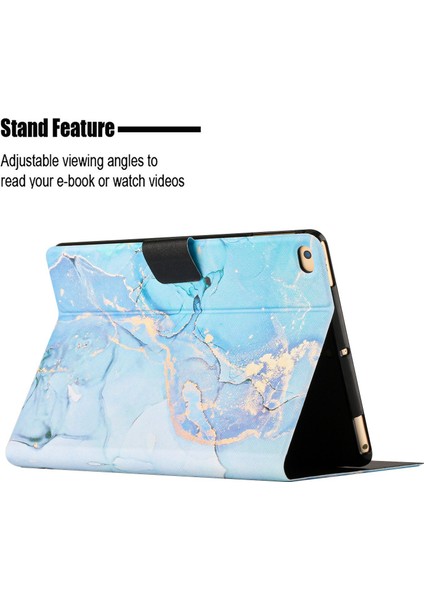 iPad 9 7 Inç (2018 2017) Standlı Kart Tutucu Mermer Desenli Pu Deri Otomatik Uyandırma uyku Mermer Tablet Kılıfı (Yurt Dışından)