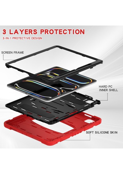 iPad Pro 13 (2024) Stand Case Pc Silikon yi Önleyici Tablet Kılıfı (Yurt Dışından)